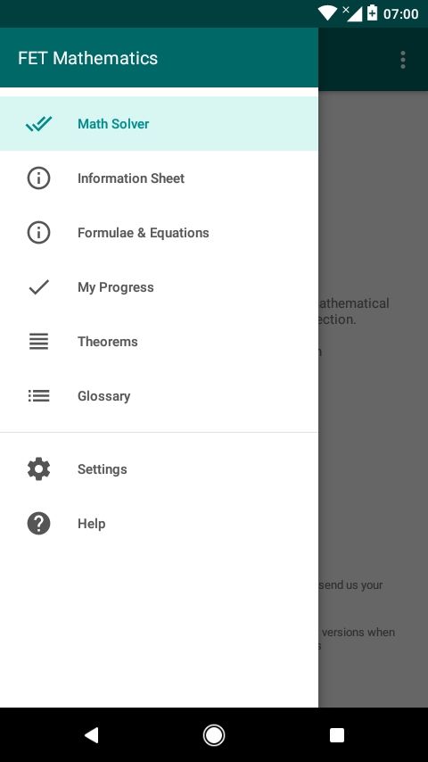 FET Mathematics Navigation