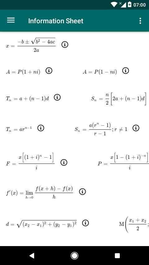 FET Mathematics Information Sheet